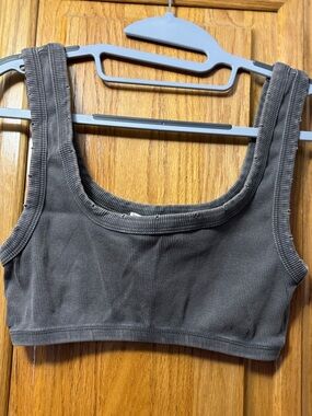 Zara Gray Ribbed Crop Bralette